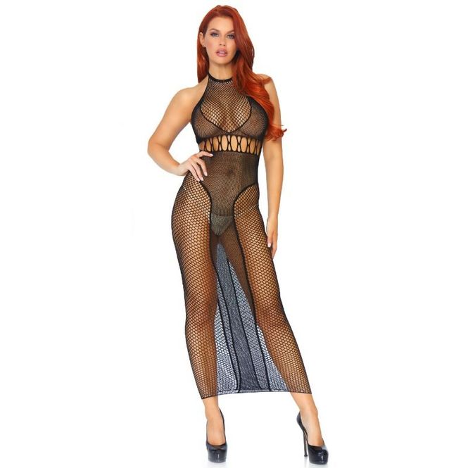 Hovedbilde LEG AVENUE - HALTER DUAL NET BACKLESS DRESS