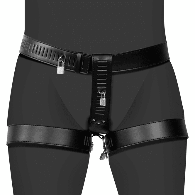 Hovedbilde PU Leather Female Chastity Belt med Legg ...