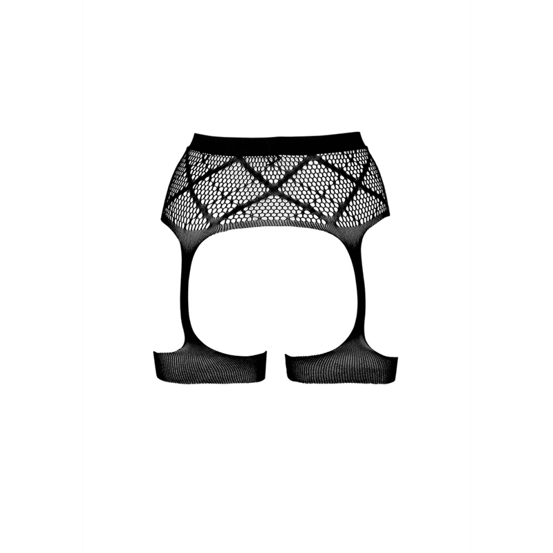 Le Desir - Striped, Fishnet Garterbelt - One Size