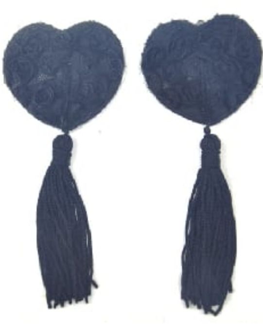 Hovedbilde Nipplecovers med rose mønster og dusk - svart el ...