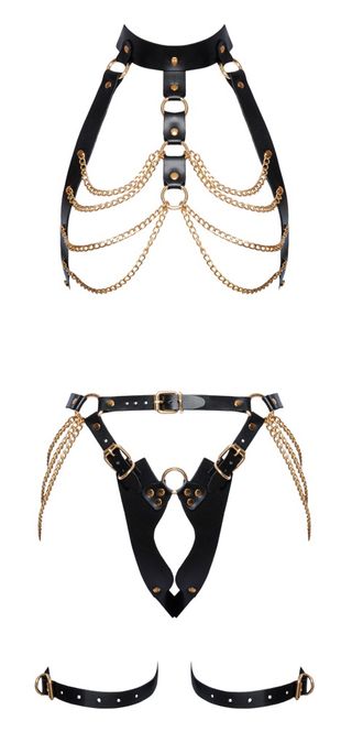 Hovedbilde ZADO - Skinn Harness Set med kjeder 