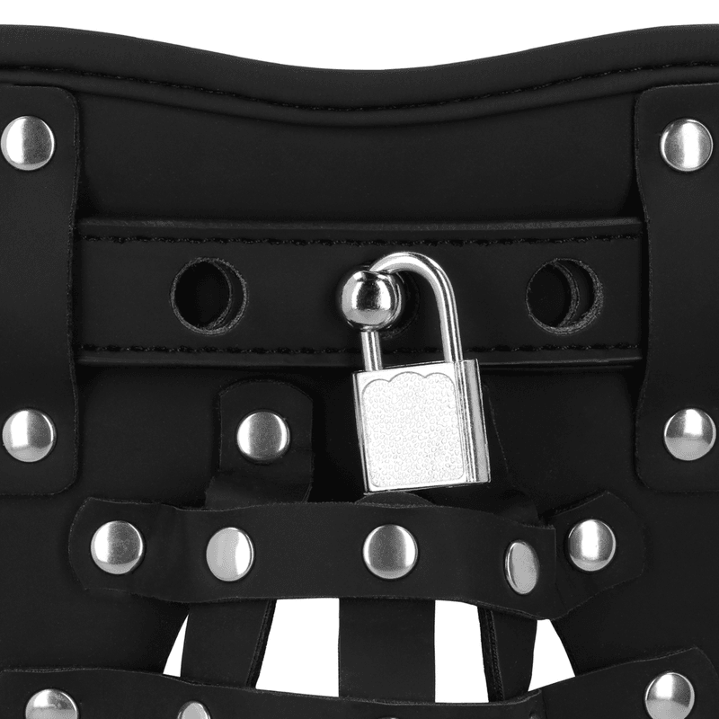 PU Leather Chastity Jock - Black